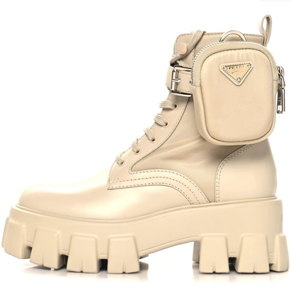 Prada Monolith Leather and Re-Nylon Boots with Pouch